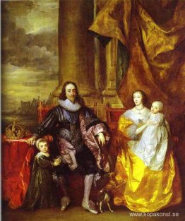 Charles I och drottning Henrietta Maria med Charles, Prince of W