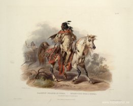 A Blackfoot Indian on Horseback, skylt 19 från volym 1 av "Resor