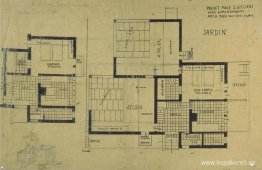 Dubbel studiolägenhet design, planer och axonometri