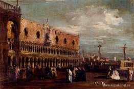 Venedig, en utsikt över Piazzetta som ser söderut med Palazzo Du