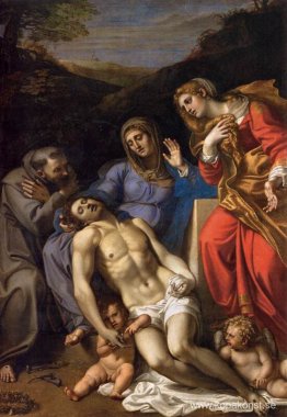 Pietà med St Francis och Maria Magdalena