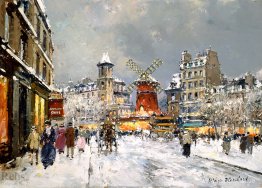 Moulin Rouge, en pigalle sous la neige