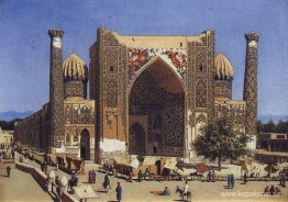 Shir Dor madrasah på Registan Square i Samarkand