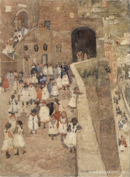 Courtyard Scene, Siena