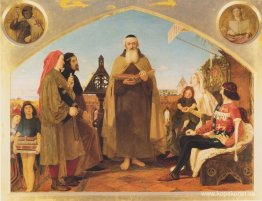 John Wycliffe läser sin översättning av Bibeln till John of Gaun