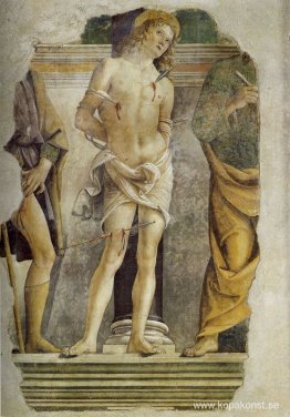 St. Sebastian och figurer av St. Rocco och St. Peter