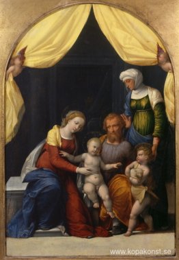 Helig familj med spädbarnet Saint John och Saint Elizabeth