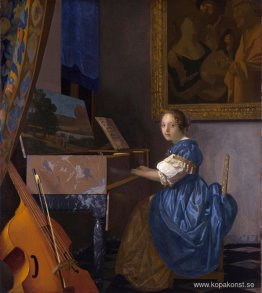 En ung kvinna som sitter på en virginal (A Lady Seated at a Virg