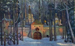 Scenografi för Glinkas opera "Ivan Susanin". Kloster i skogen