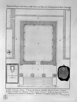 Plan och höjd baksidan av Sibylltemplet i Tivoli