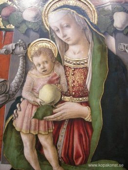 Madonna enthroned with Donator (detaljer)