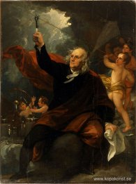 Benjamin Franklin drar elektricitet från himlen