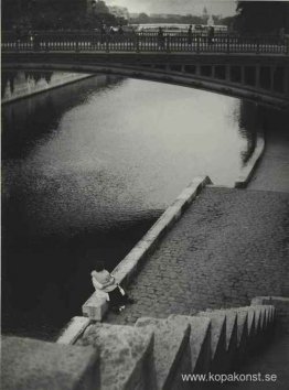 Par som kysser under Pont au Double, Paris