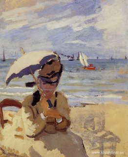 Camille sitter på stranden i Trouville