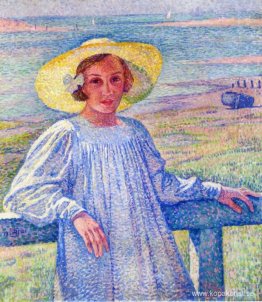 Elisaeth van Rysselberghe i en stråhatt