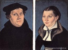 Diptyk med porträtten av Martin Luther och hans hustru