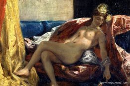 Liggande Odalisque eller, kvinna med en parakit