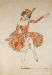 Design av Costume of Columbine för Anna Pavlova i Harlequinade