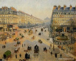 Avenue de L'Opera, Paris, solljus, vintermorgon