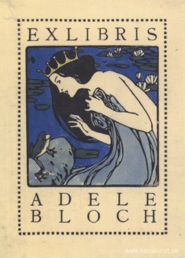 Exlibris Adele Bloch - Bokskylt med prinsessa och groda