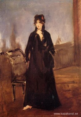 Ung kvinna med en rosa sko (porträtt av Berthe Morisot)