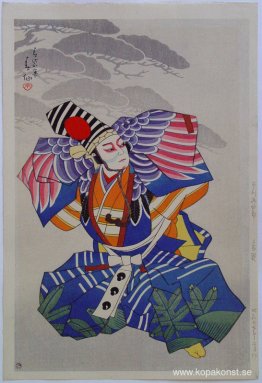 Ichikawa Danshiro som Sanbasô-dansare i Blue Kimono