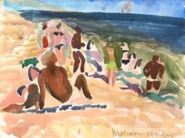 Bridgehampton Beach med figurer