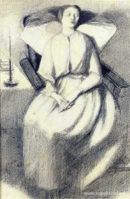 Elizabeth Siddal sittande i en stol