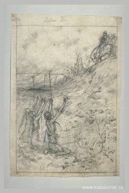 Projet d'illustration pour Macbeth - les trois sorcières agenoui Projet d'illustration pour Macbeth - les trois sorcières agenoui